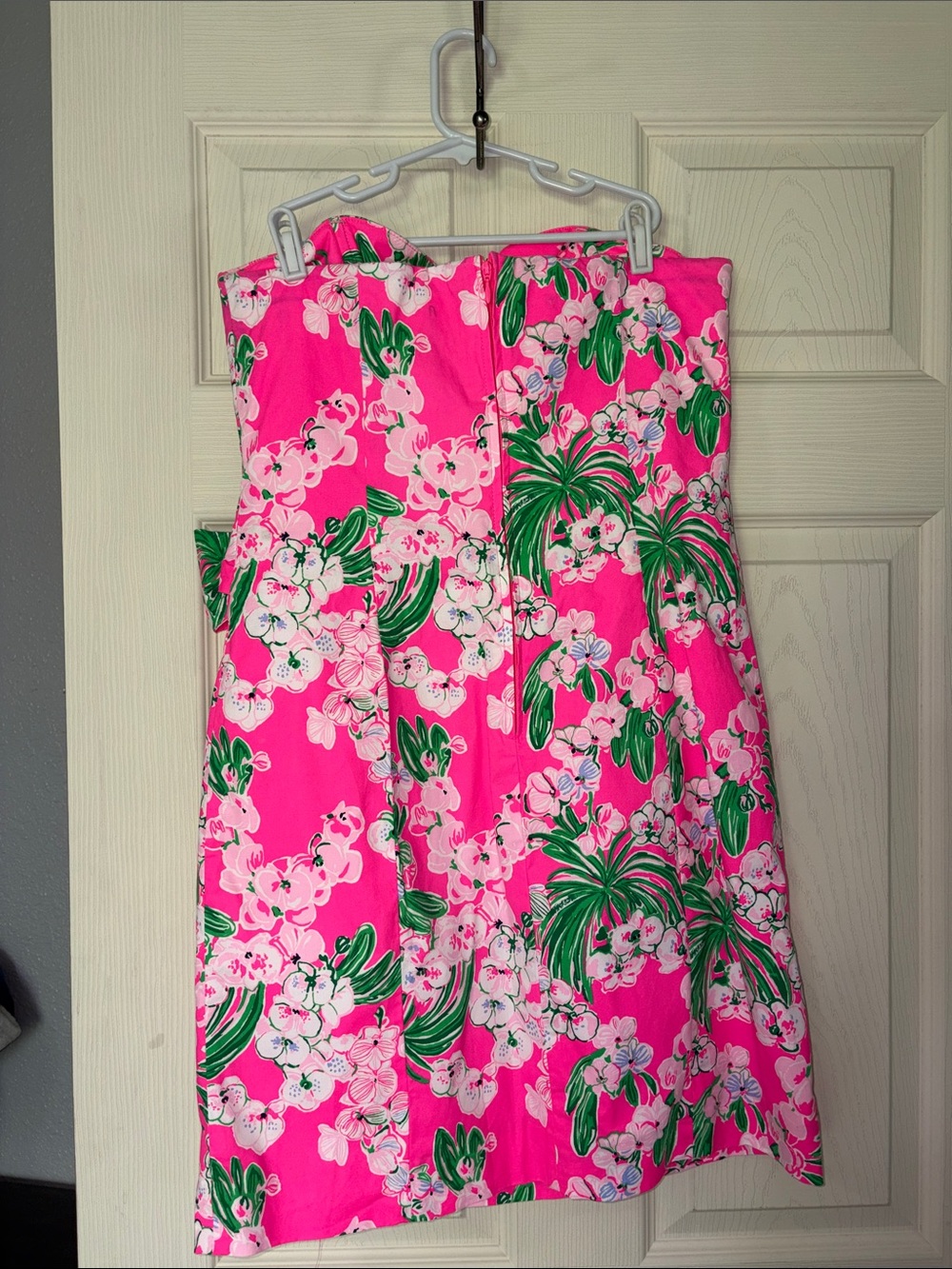 Lilly Pulitzer Hot Pink Floral Strapless Tie-Waist Dress size 6 - Picture 2 of 6